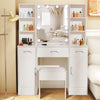 Large Dressing Table Vanity Table With Stool and Lighted Mirror Makeup Desk Set