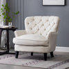 Chesterfield Accent Chairs Buttoned Back Linen Fabric Seats Armchair Single Sofa