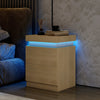 LED Bedside Table 2 Drawers Cabinet Charging Station Nightstand Storage Wood
