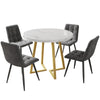ROUND DINING TABLE AND CHAIRS SET OF 4 GREY VELVET PADDED KITCHEN CHAIRS HOME