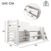 Kids Cabin Bed Mid Sleeper Bed Frame Storage Bed with Drawers and Shelves White