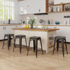 61CM Bar Stools Set of 4 Stackable Counter Height Metal Stools w/ Handing Hole