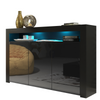 155cm Modern TV Unit Sideboard Cabinet | Black High Gloss Doors | Free LED
