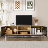 TV Stand Cabinet Rattan TV Table Storage Unit TV Entertainment Unit w/ 2 Doors