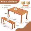 Outdoor Solid Wood Dining Table Patio Dining Table for 6-Natural