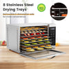 Large Dehydrator Machine Stainless Steel Home Use Food Fruit Dryer w/Mesh Trays