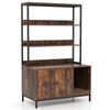 Indoor Tall Pet Cabinet Corner Shelf Cat Litter Box-Brown
