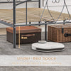 Double Size Metal Canopy Bed Frame 4-Poster Modern Platform Wooden Slat Support
