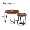 Double Round Coffee Table Set Elegant Brown Living Room