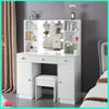 Vanity Dressing Table Makeup Desk Set with Stool Storage Cabinet + LED Mirror