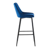 2X Blue Velvet Bar Stools Breakfast Pub Chair Kitchen Seat Height 75 cm