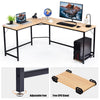 L-Shaped Corner Computer Desk Office Writing Workstation w/ CPU Stand Natural