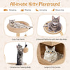 Wooden Cat Tree 129cm Tall Cat Tower 4-Layer Cat Activity Center Solid Wood Post
