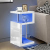 High Gloss Coffee Table Small Side table With Storage Shelves, 2 Tier Sofa End