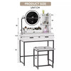 Vanity Dressing Table LED Light Mirror Stool Shelves Drawers Modern White Black