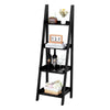 4 Tier Ladder Shelf Storage Shelving Unit Wooden Bookcase Plant Display Black