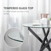 Round Bar Table with Tempered Glass Top, Kitchen Dining Table with Metal Legs