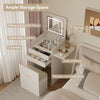 Modern Dressing Table Vanity Set with LED Mirror Stool Side Panel 2 Drawers