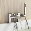 3 Way Square Shower Rigid Riser Kit Waterfall Bath Shower Mixer Tap & Basin Tap