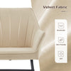 2PC Beige Dining Chair Velvet Padded Seat Dining Room Kitchen Chair Modern