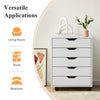 5 Drawer File Cabinet Mobile Office Cabinet with Wheels File Folder Rustic White