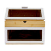 Two Tone 3 Compartment Bamboo Bread Bin Double Layer Storage Box With Drawer