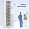 Narrow Corner Floor Cabinet 67” Tall Bathroom Cabinet with 2 Doors-White