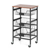 4-Tier Kitchen Storage Cart on Wheels with Pull-out Baskets-Black