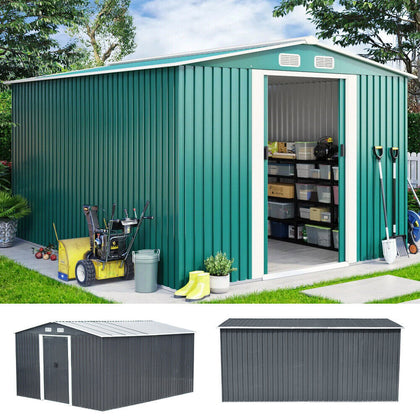 10 x 12ft XLarge Outdoor Storage Garden Shed Sliding Door Galvanised Metal