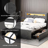 4ft6 Double Bed Frame with LED Upholstered Headboard 4 Underbed Storage Drawers