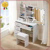 White Dressing Table with Mirror Vanity Makeup Desk & Stool Set With LED Lights