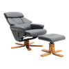 PU Leather Swivel Recliner Armchair with Footstool and Adjustable Backrest Grey