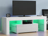 Modern White TV Unit 130cm TV Cabinet Stand High Gloss Door Matt RGB LED Lights