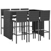 7 Piece Garden Bar Set with Cushions Black Poly Rattan vidaXL