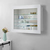 Wall Mounted Wooden Display Cabinet Glass Shelves Storage Organizer Showcase