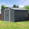 12 x 10ft Metal Garden Shed Pent Roof With Free Foundation Base Storage House UK