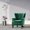 Upholstered Velvet Armchair Sofa Queen Anne Legs Tub Chair Studded Emerald Green
