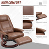 360° Swivel Recliner Chair with Footrest, PU Manual Reclining Armchair, Brown
