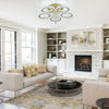 LED Ceiling Light Crystal Gold Chandelier Living Room Bedroom Dimmable w. Remote