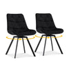 2xBlack Swivel Dining Chairs Velvet Padded Seat Dining Room Kitchen