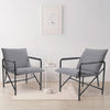 Upholstered Home Leisure Chair Metal Frame Linen Grey Armchair Makeup Side Chair