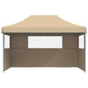 Foldable Party Tent - with 3 Sidewalls Beige U3R8