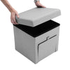Folding Storage Ottoman Box Drawer Footstool Foldable Bench Chair Footrest Linen