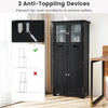 Freestanding Floor Cabinet Tall Bathroom Storage Cabinet-Black