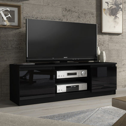 120cm TV Unit I Modern Cabinet with Storage I TV Stand I Black High Gloss Doors