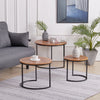 2/3 Nesting Tables Round Nest of Table Set Metal Frame Rustic Wood Tabletop Unit