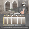 LED Arch Bathroom Wall Mirror with Lights,Temperature Date Time Vanity HD Glass