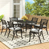 Set of 7 Outdoor Garden Cast Aluminum Furniture Table & 6 Chairs Set w/Cushions