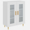 Small White Glass Display Cabinet MODERN Cupboard Wooden Sideboard Storage Unit