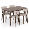 Chic 5-Piece Dining Table Set for 4 Wooden Table & 4 Upholstered Chairs Brown